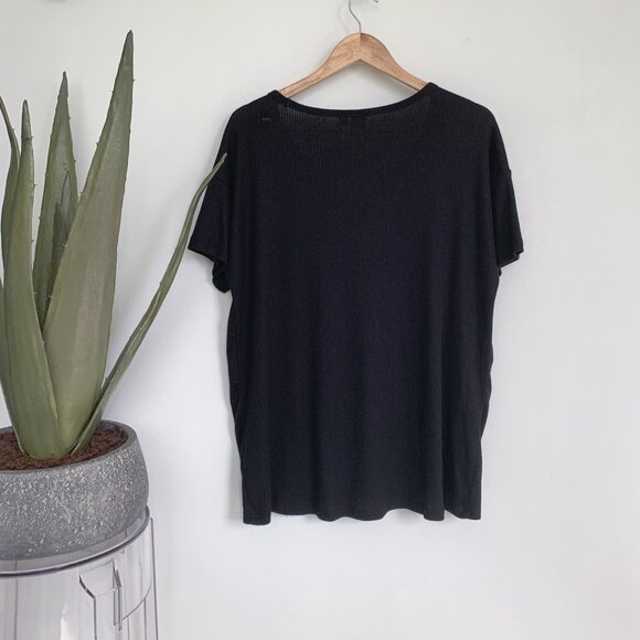 GAP Softspun Mix-Fabric V-Neck Top t-shirt Black Large - Picture 8 of 9